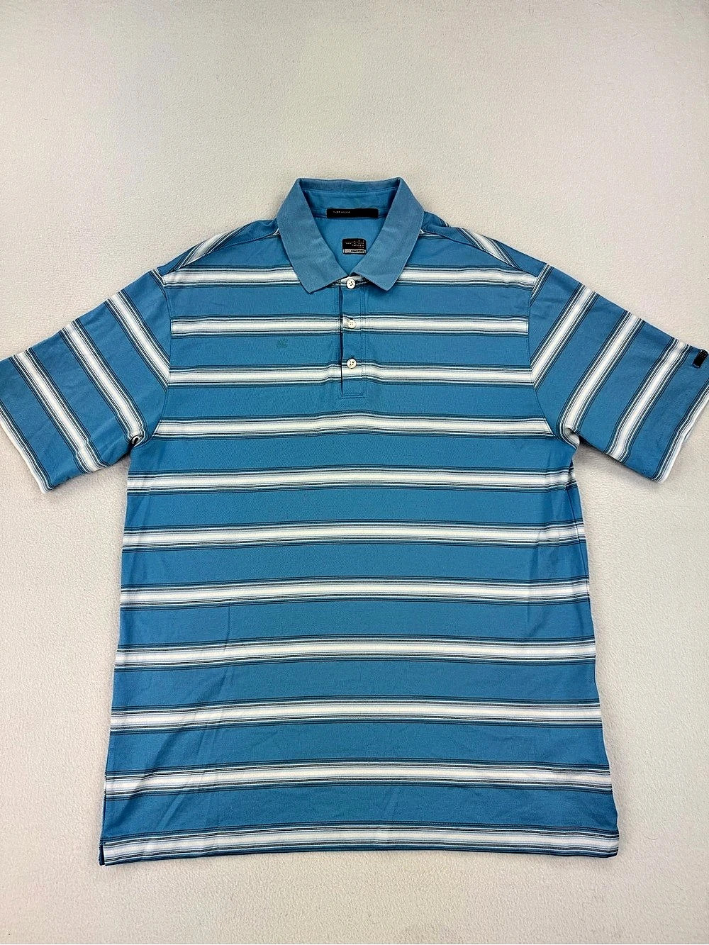 Vintage Nike Tiger Woods Collection Light Blue Striped Golf Polo Mens Size L